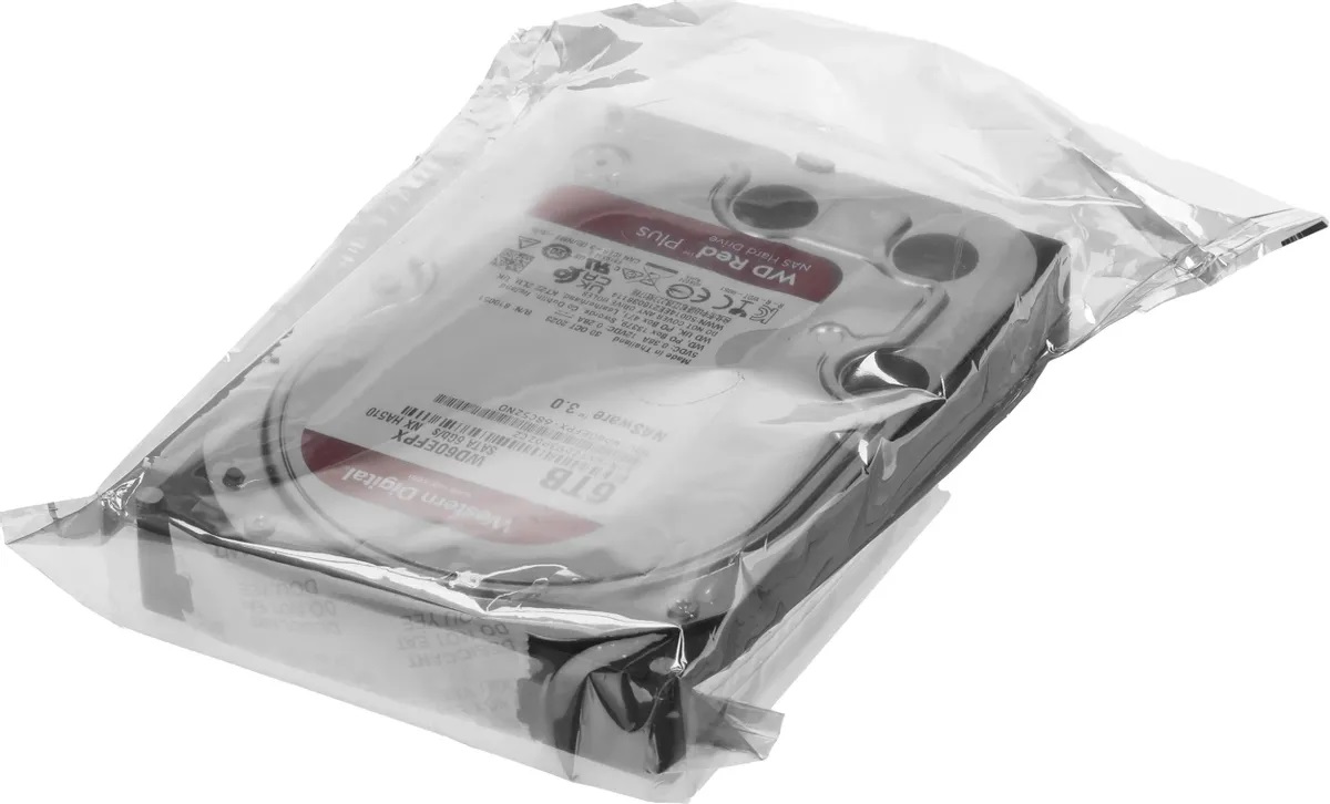 Жесткий диск 6TB Red Plus 3.5'', SATAIII, 5400 об/мин, 256 МБ Western Digital WD60EFPX 152406