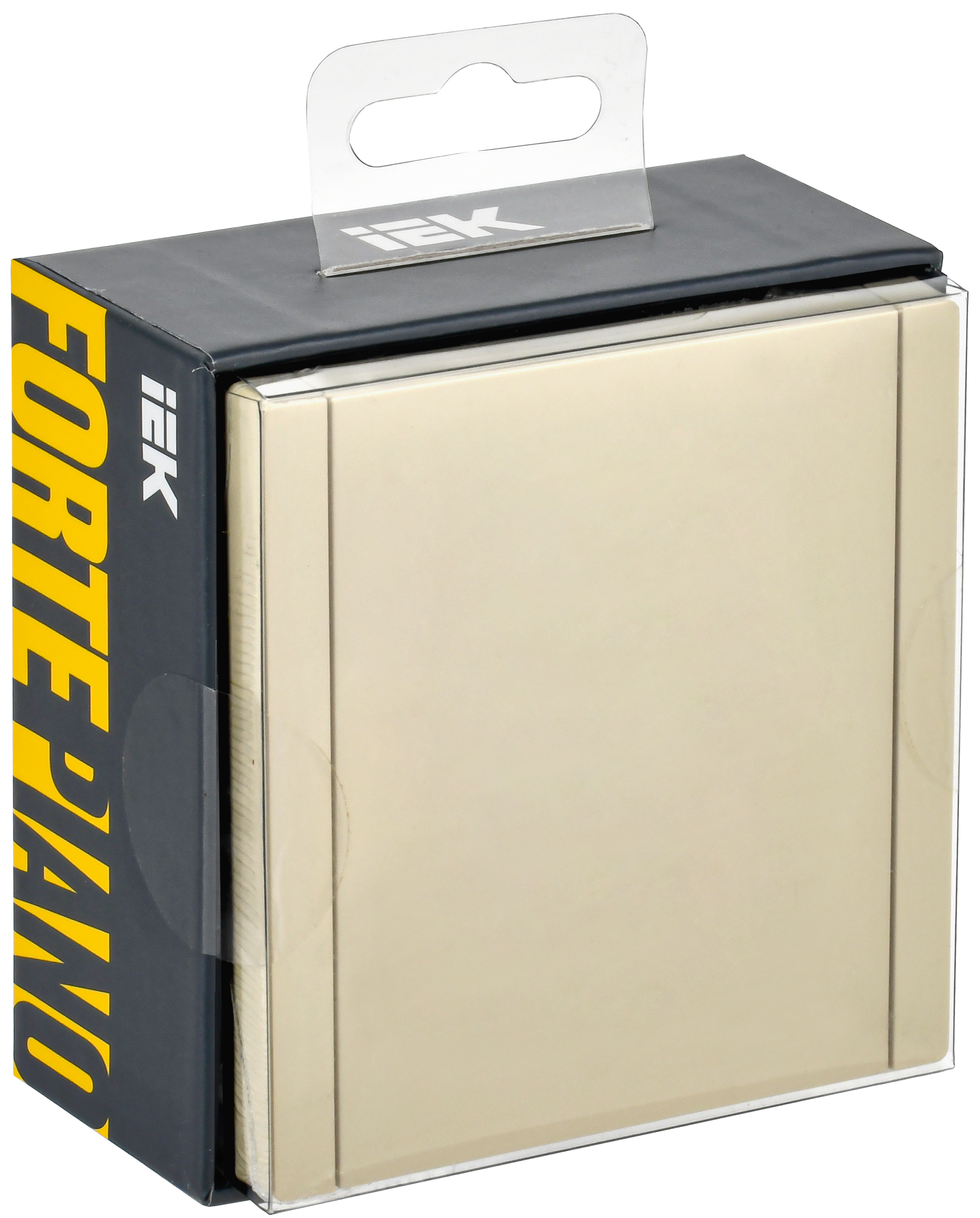 FORTE&PIANO Розетка 1-местная с заземлением с защитными шторками и крышкой безвинтовое крепление 16А IP44 FP419 ваниль IEK FP-R16-16-1-44-K10