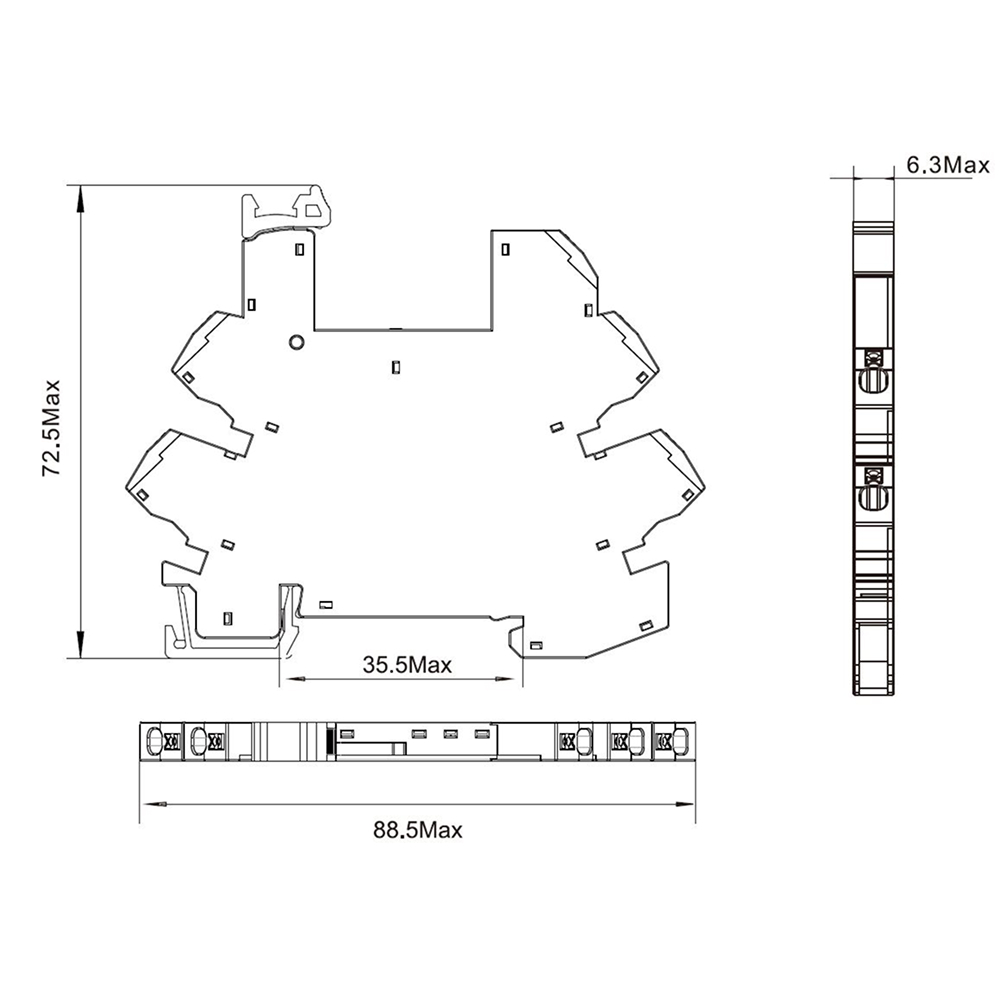Колодка ультратонкая для реле RIS, входное напряжение 6-24V AC/DC, push-in клеммы DKC IRK-B-PT-2