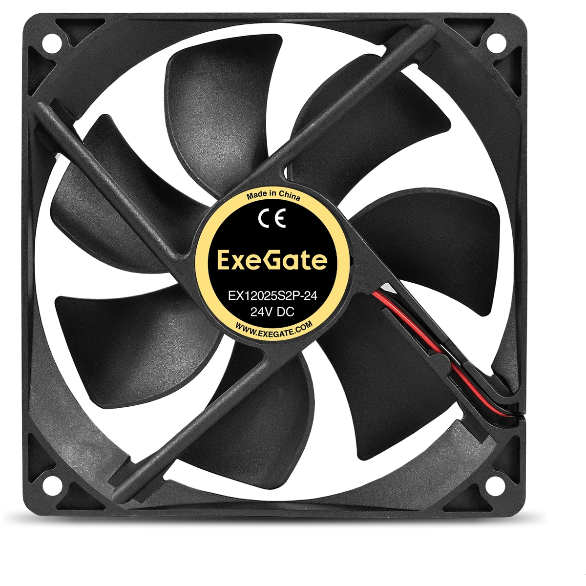 Вентилятор для корпуса 24В DC, 120x120x25 мм, 2pin, 2100RPM, 34dBA, подшипник скольжения ExeGate EX295210RUS