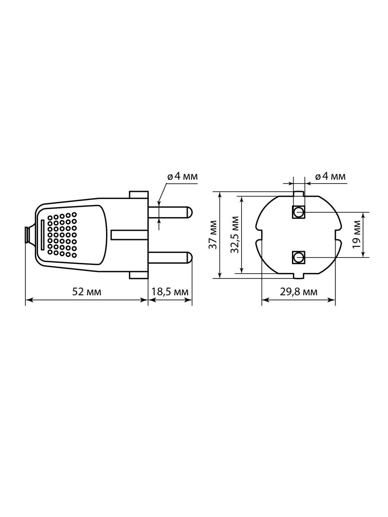 Вилка прямая с/з белая c перфорацией 10А 250В TDM TDM ELECTRIC SQ1806-0197