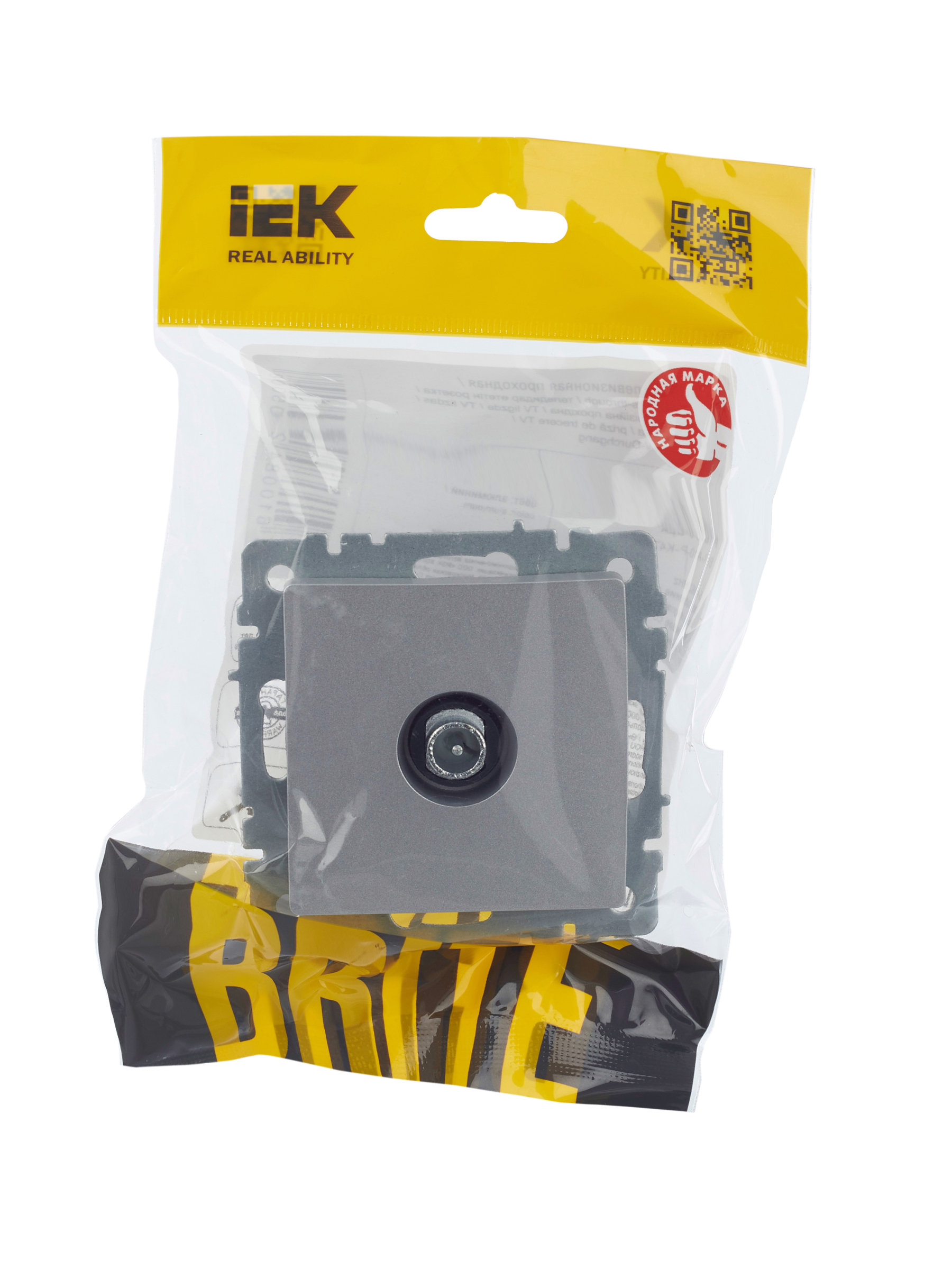 BRITE Розетка TV проходная РТВ10-0-БрА алюминий IEK BR-A10-P-K47