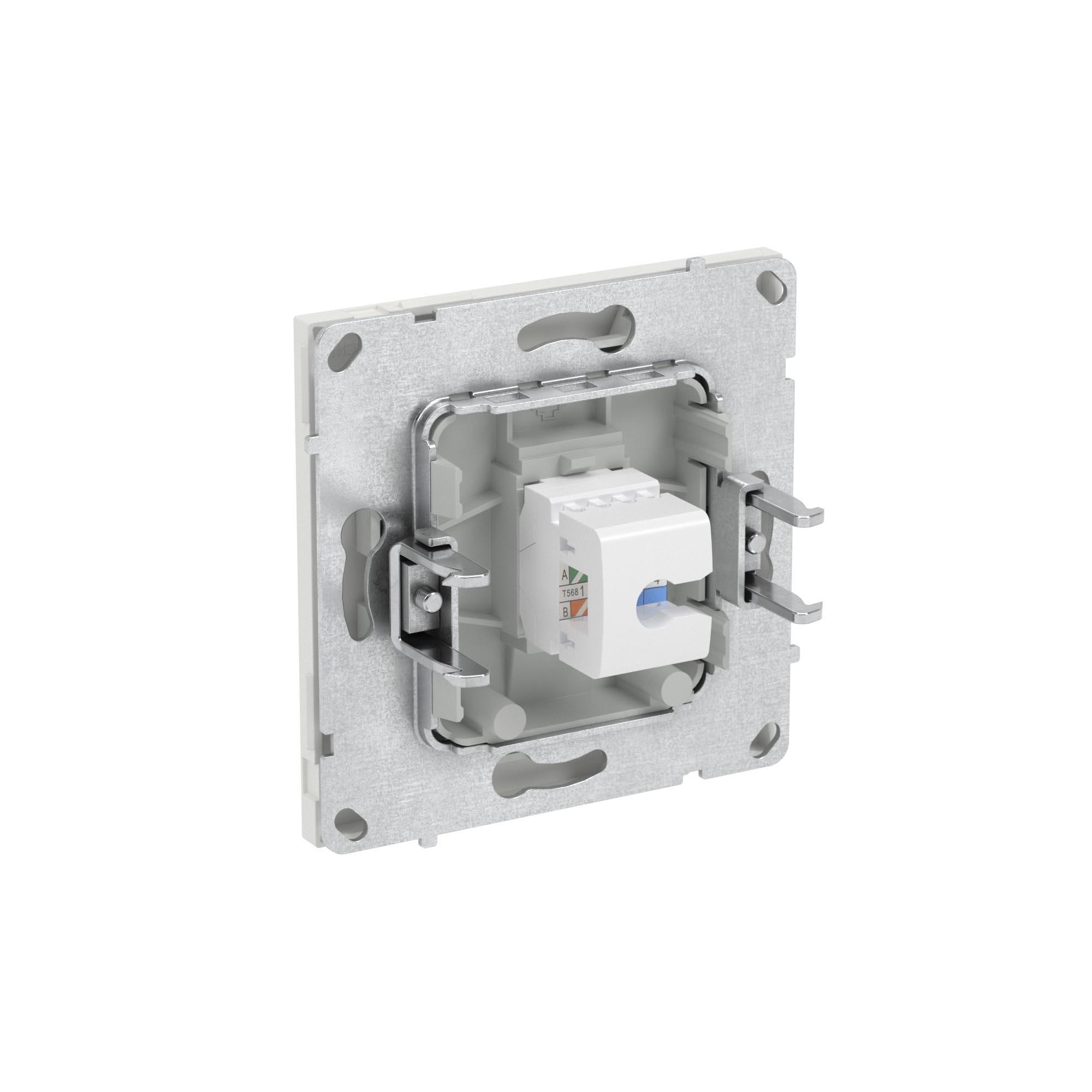 Компьютерная розетка RJ-45 без шторки, кат.6А одинарная,KANT, белый песок DKC 7010673
