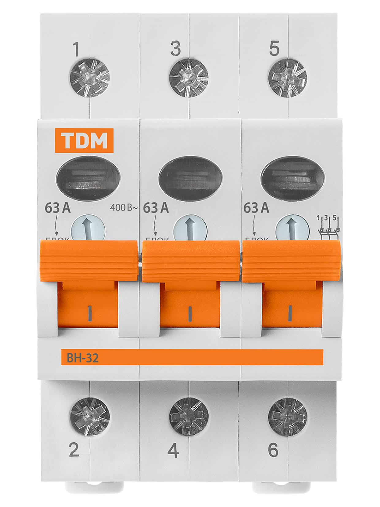 Выключатель нагрузки (мини-рубильник) ВН-32 3P 63A TDM ELECTRIC SQ0211-0027