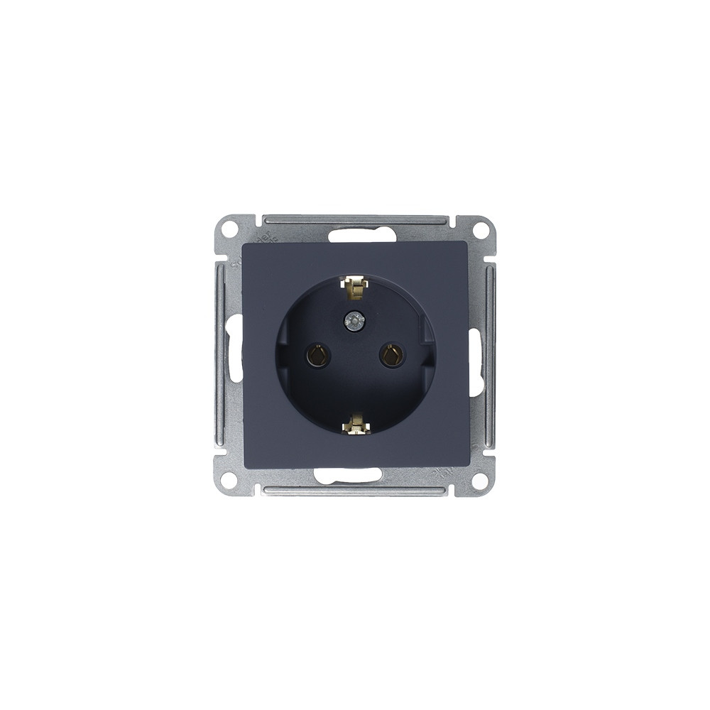 Розетка ATLASDESIGN с заземлением 16А механизм грифель Systeme Electric ATN000743