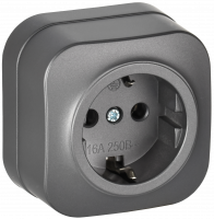 GLORY Розетка 1-местная для открытой установки с заземлением без защитных шторок 16А РС20-3-ХСм сталь матовый IEK ERH11-K46M-16