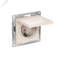 Розетка ATLASDESIGN с заземлением со шторками с крышкой 16А IP20 механизм бежевый Systeme Electric ATN000246