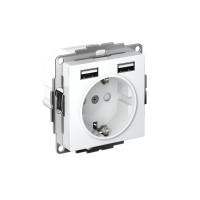 ATLASDESIGN РОЗЕТКА 16А с 2 USB A+A, 5В/2,4А, 2х5В/1,2А, механизм, БЕЛЫЙ Systeme Electric ATN000130
