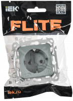 FLITE Розетка с заземлением без защитных шторок безвинтовое крепление 16А РС11-1-ФлС серый IEK FI-R11-16-1-K03