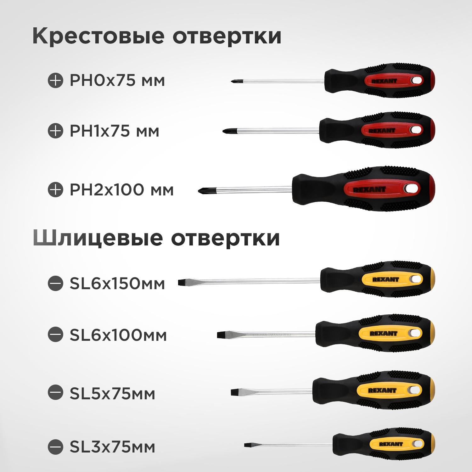 Набор отверток 7 предметов REXANT 12-4703