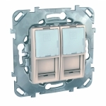 UNICA Розетка компьютерная 2хRJ45 в рамку категория 5е бежевая Schneider Electric MGU5.2020.25ZD