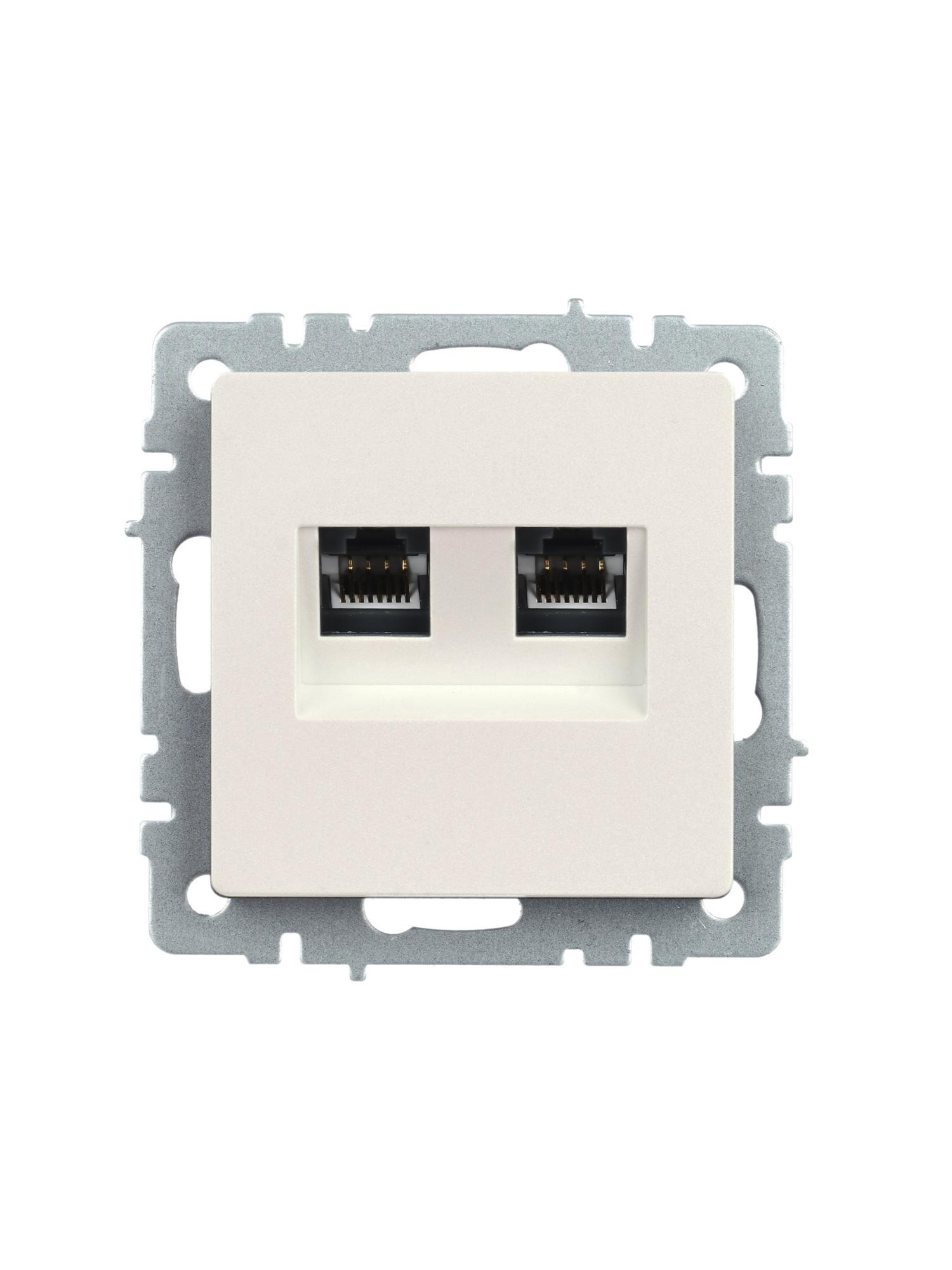 BRITE Розетка компьютерная двойная кат.5E RJ45 РК10-2-БрЖ жемчуг IEK BR-K20-1-K36