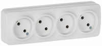 GLORY Розетка 4-местная для открытой установки без заземления без защитных шторок 10А РС24-2-ХБм белый матовый IEK ERH40-K01M-10
