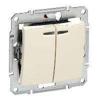 Sedna Выключатель двухклавишный с подсветкой в рамку бежевый Schneider Electric SDN0300347