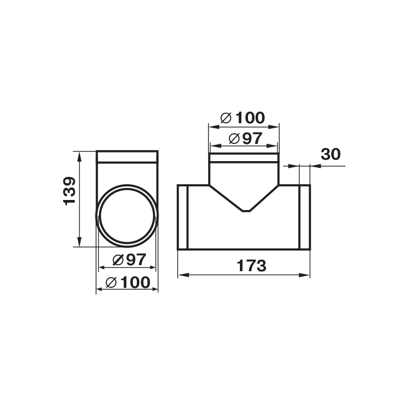 Тройник D100 в индивидуальной упаковке 131 ZERNBERG 10190781 00-019078  