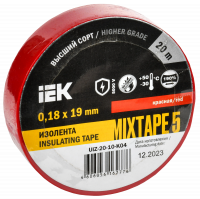 Изолента ПВХ красная 19мм 20м IEK UIZ-20-10-K04
