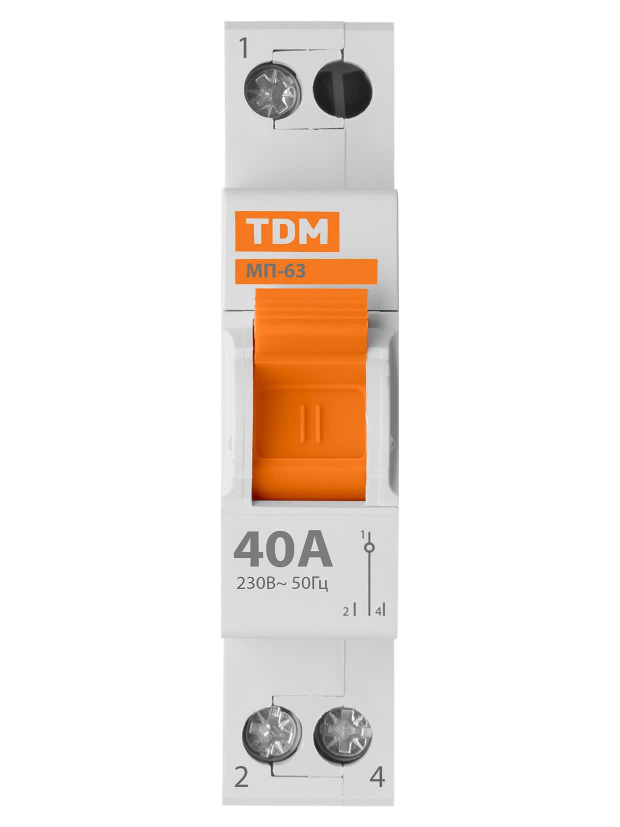 Модульный переключатель трехпозиционный МП-63 однополюсный 40А TDM ELECTRIC SQ0224-0007