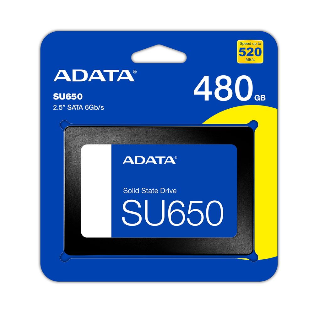 Накопитель SSD 2.5'' 480GB SU650, SATA III, 3D TLC NAND, 520/450 Мб/с ADATA ASU650SS-480GT-R 60310