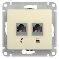 GLOSSA Розетка телефон/компьютер RJ11+RJ45 категория 5е в рамку бежевая Systeme Electric GSL000285
