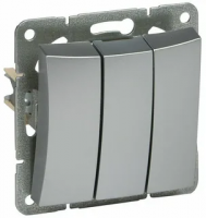 ДУЭТ Выключатель трехклавишный в рамку серебро Schneider Electric WDE000331
