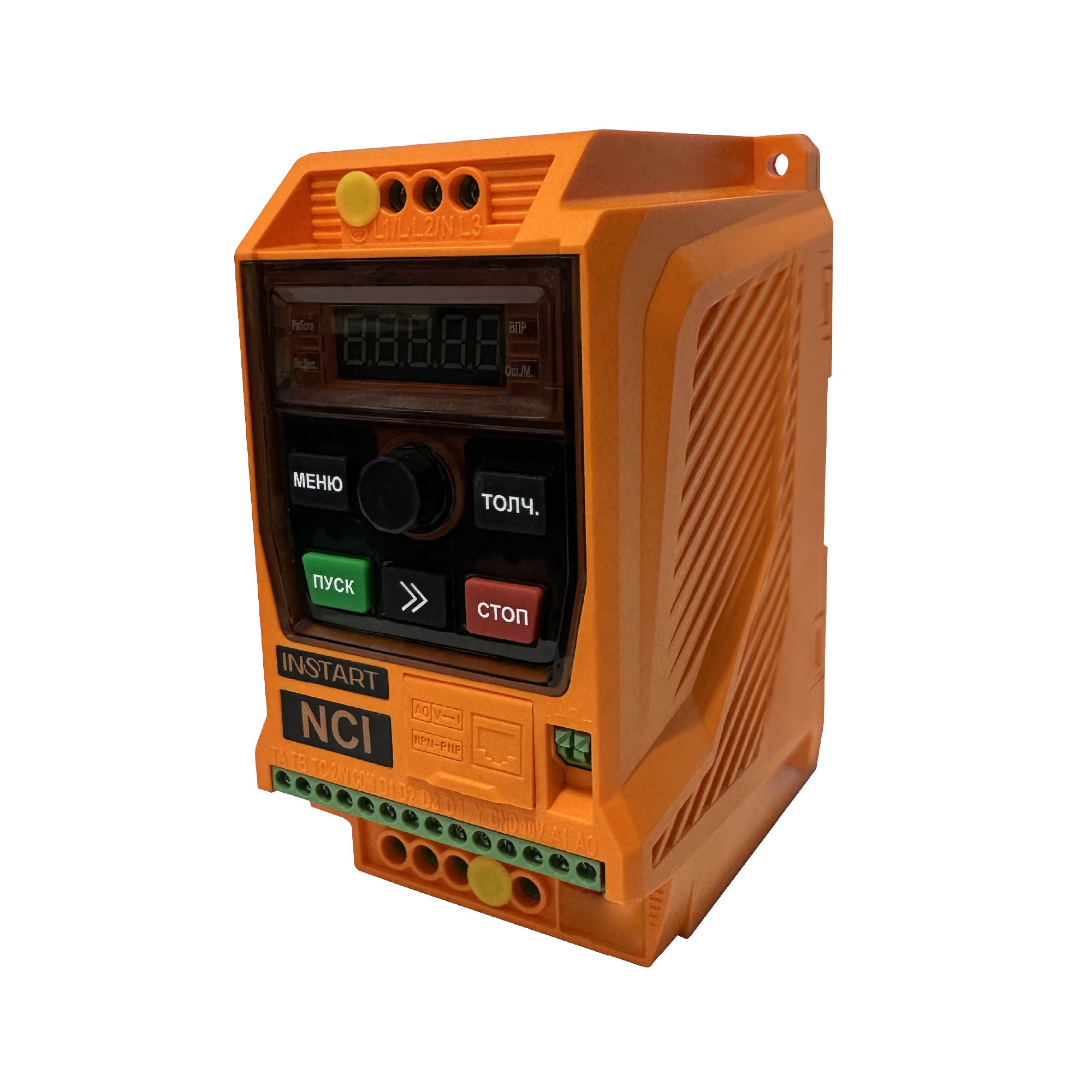 Преобразователь частоты NCI-G2.2/P4.0-4B 2.2 4кВтG/P режим, 5.1 9АG/P режим, асинхронный/синхронный электродвигатель, встроенная панель сьемная-опция, встроенный тормозной модуль, Modbus RTU, IP20 Instart 00112300