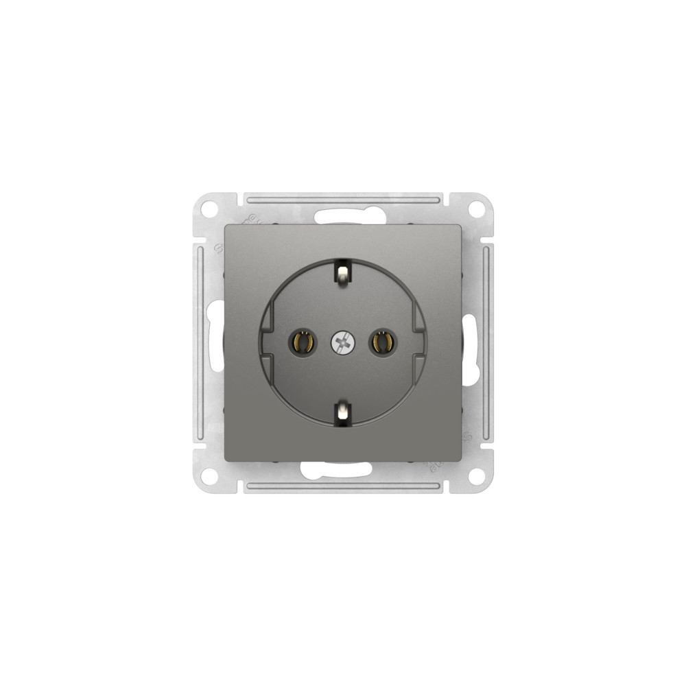 ATLASDESIGN РОЗЕТКА с заземлением, 16А, быстрозажимные клеммы, СТАЛЬ Systeme Electric ATN000943S