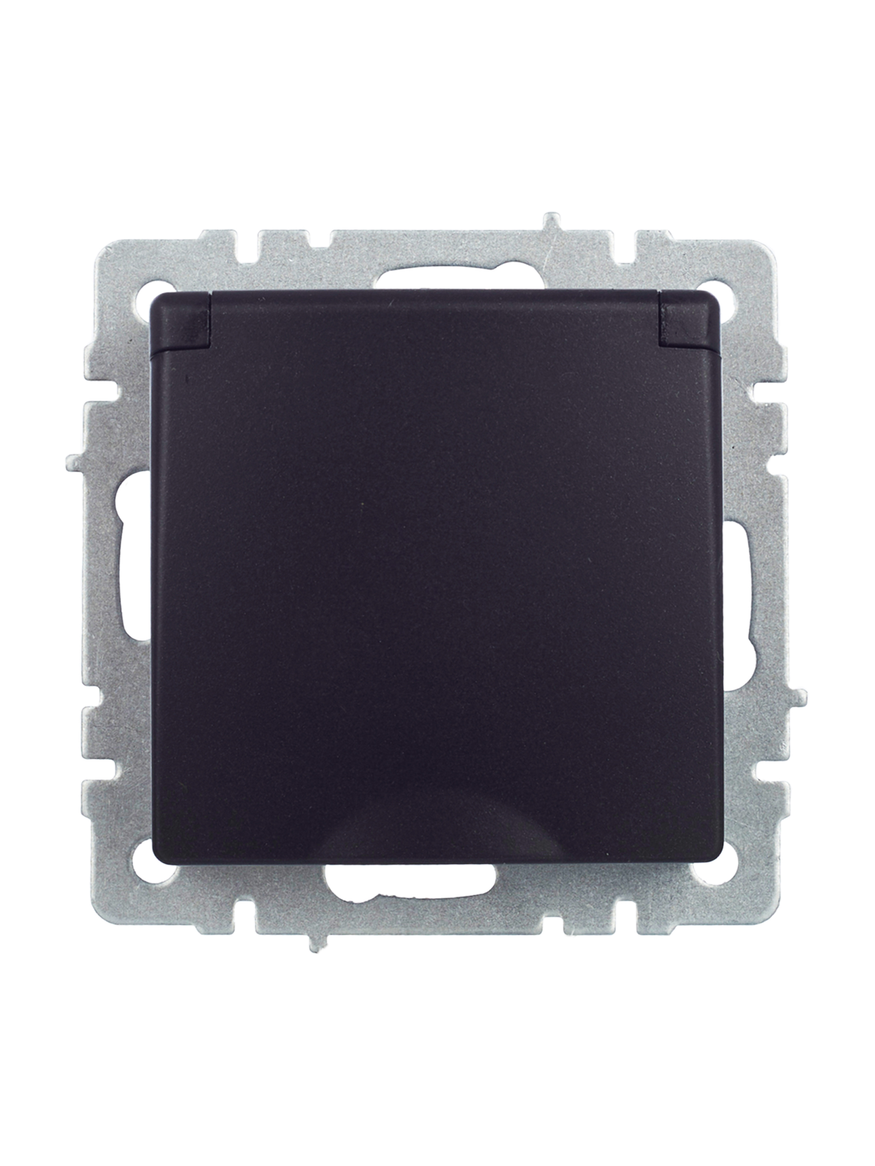 BRITE Розетка с заземлением с защитными шторками и крышкой 16А IP44 РСбш10-3-44-БрЧ черный IEK BR-R16-16-44-K02