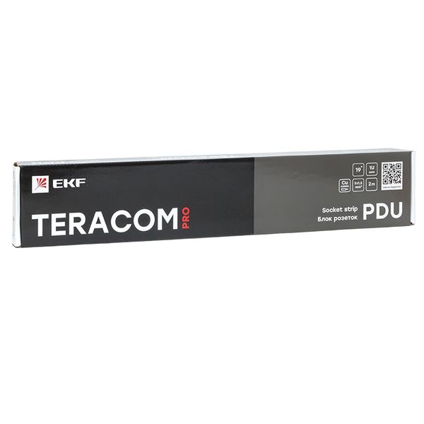 Блок розеток PDU TERACOM PRO 19'' 1U 16А/250В 8 розеток Schuko с выключателем шнур питания длиной 2 метра сечение 3x1.5 мм2 вилка Schuko корпус алюминий черный EKF TRP-HPD-LS-16A-8SH-2MSH
