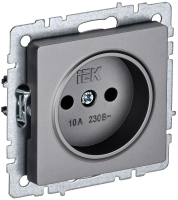 BRITE Розетка без заземления без защитных шторок 10А РС10-1-0-БрС сталь IEK BR-R10-10-K46