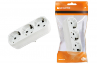 Блок на 3 гнезда 2П+З плоский 16А 250B TDM ELECTRIC SQ1806-0033