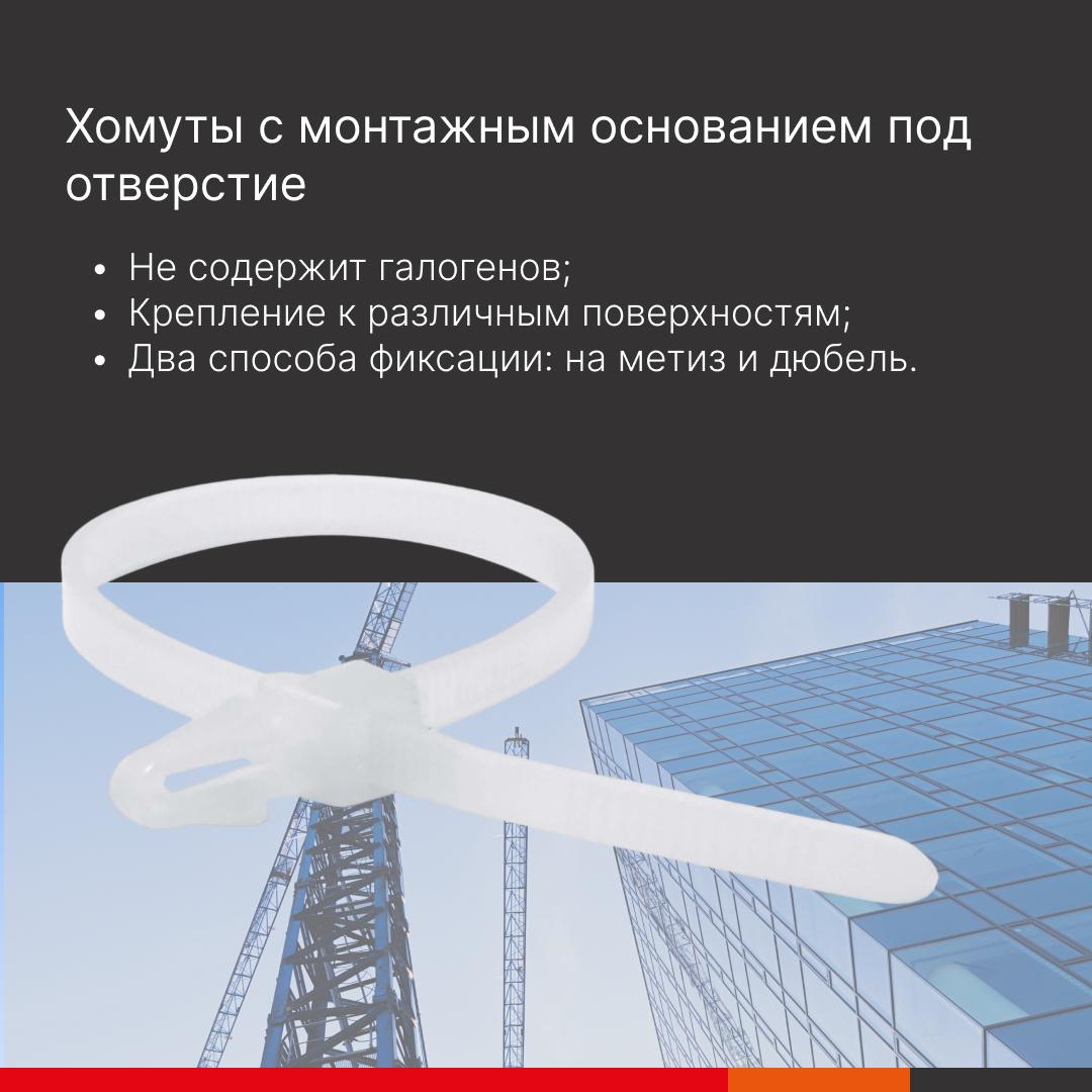 Хомут P6.6 с монтажным основанием под отверстие 4,5мм, белый 3,6x150 DKC 252155SR-M