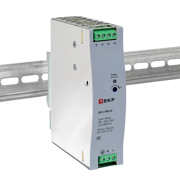 Блок питания на дин рейку 75 Вт, 220 В AC /24 В DC EKF DR-E-75W-24