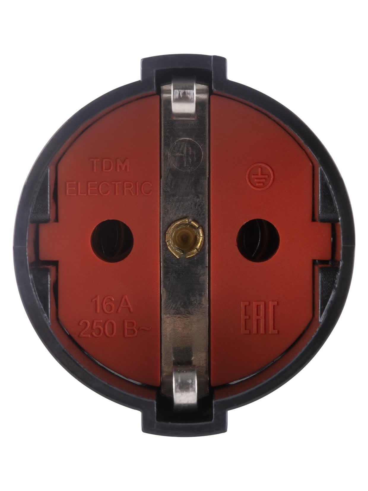 Кабельная розетка рифленая 2П+З 16А 250B черная TDM TDM ELECTRIC SQ1806-0212