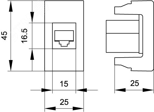 Телефонная розетка RJ-11, ЭУИ Вива (Viva), 1 мод. DKC 45017