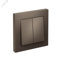 Выключатель двухклавишный ATLASDESIGN схема 5 10АХ в сборе мокко Systeme Electric ATN000652