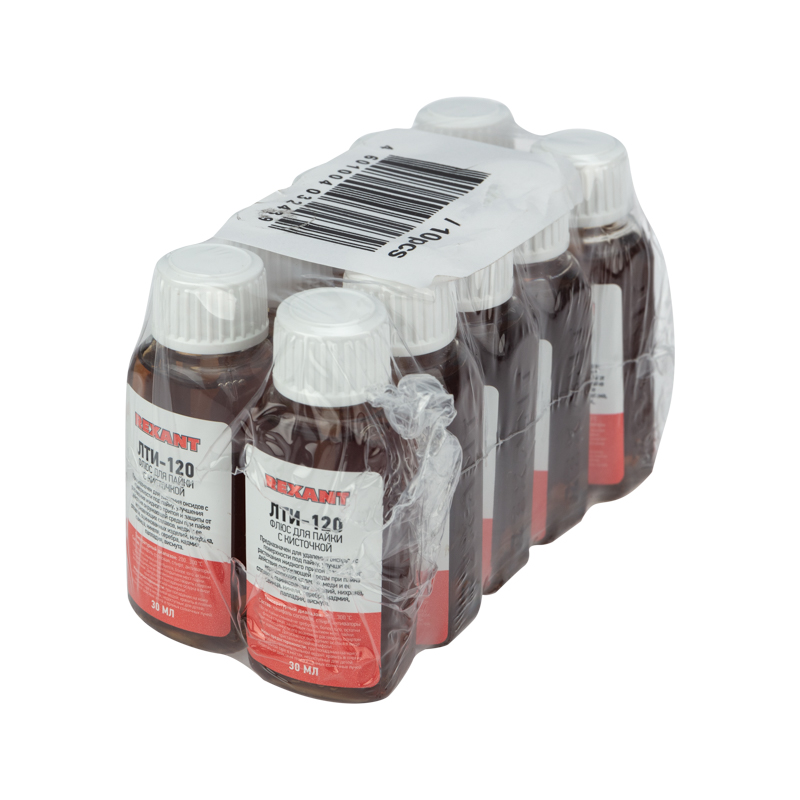 Флюс для пайки, ЛТИ-120, 30 мл, с кисточкой, флакон, REXANT 09-3626