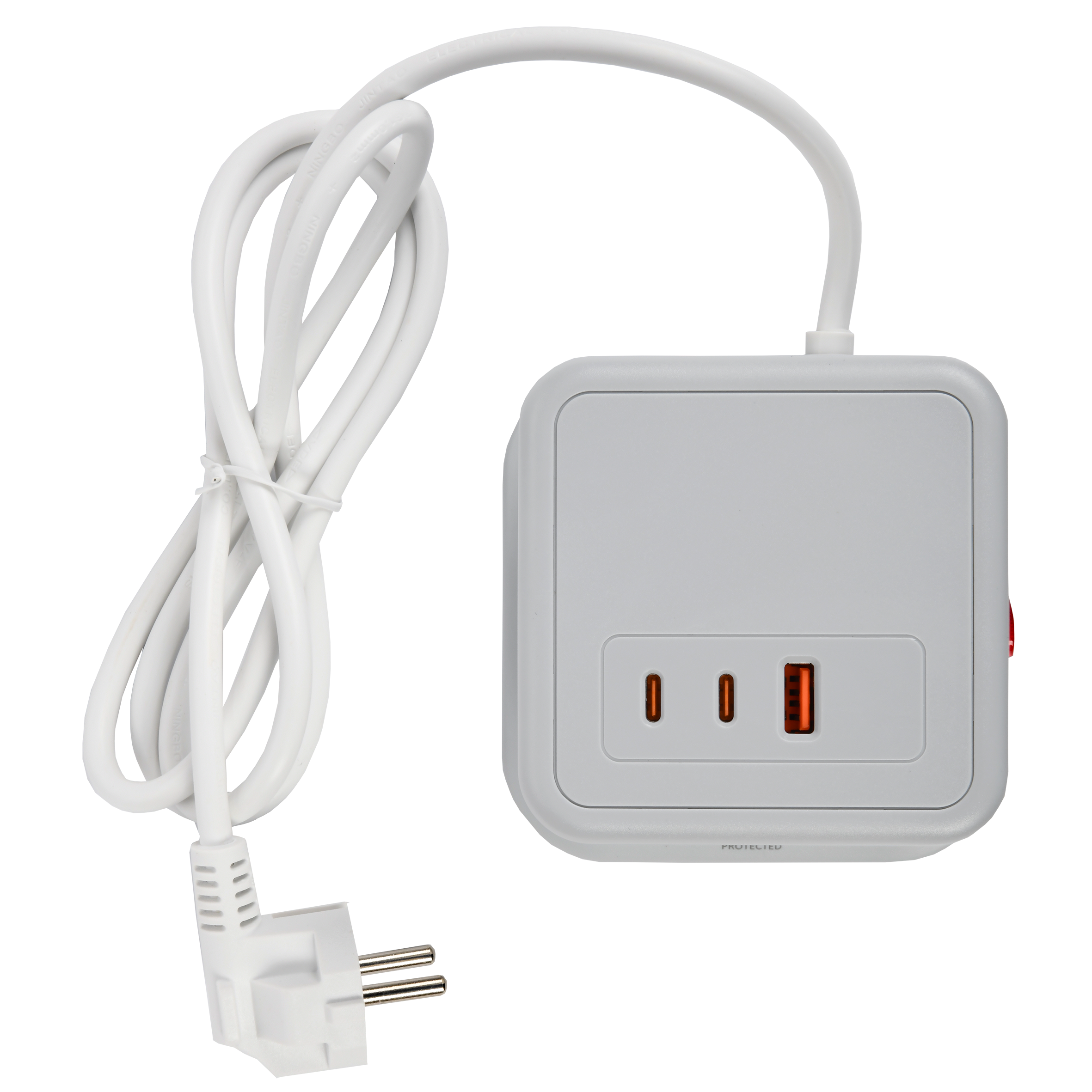 DOMINIC Удлинитель У08K 8 мест 2P+PE 1,5м 3х1,0мм2 16А/250В USB A+C 20Вт серый IEK DN-YP30-16-08-01-ZKU-K41
