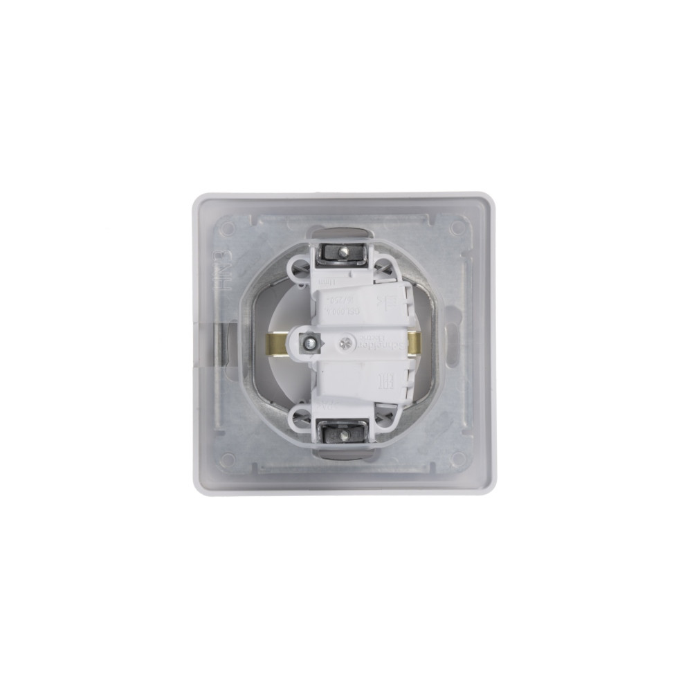 GLOSSA Розетка с заземлением со шторками с крышкой белая в сборе IP44 Systeme Electric GSL000148