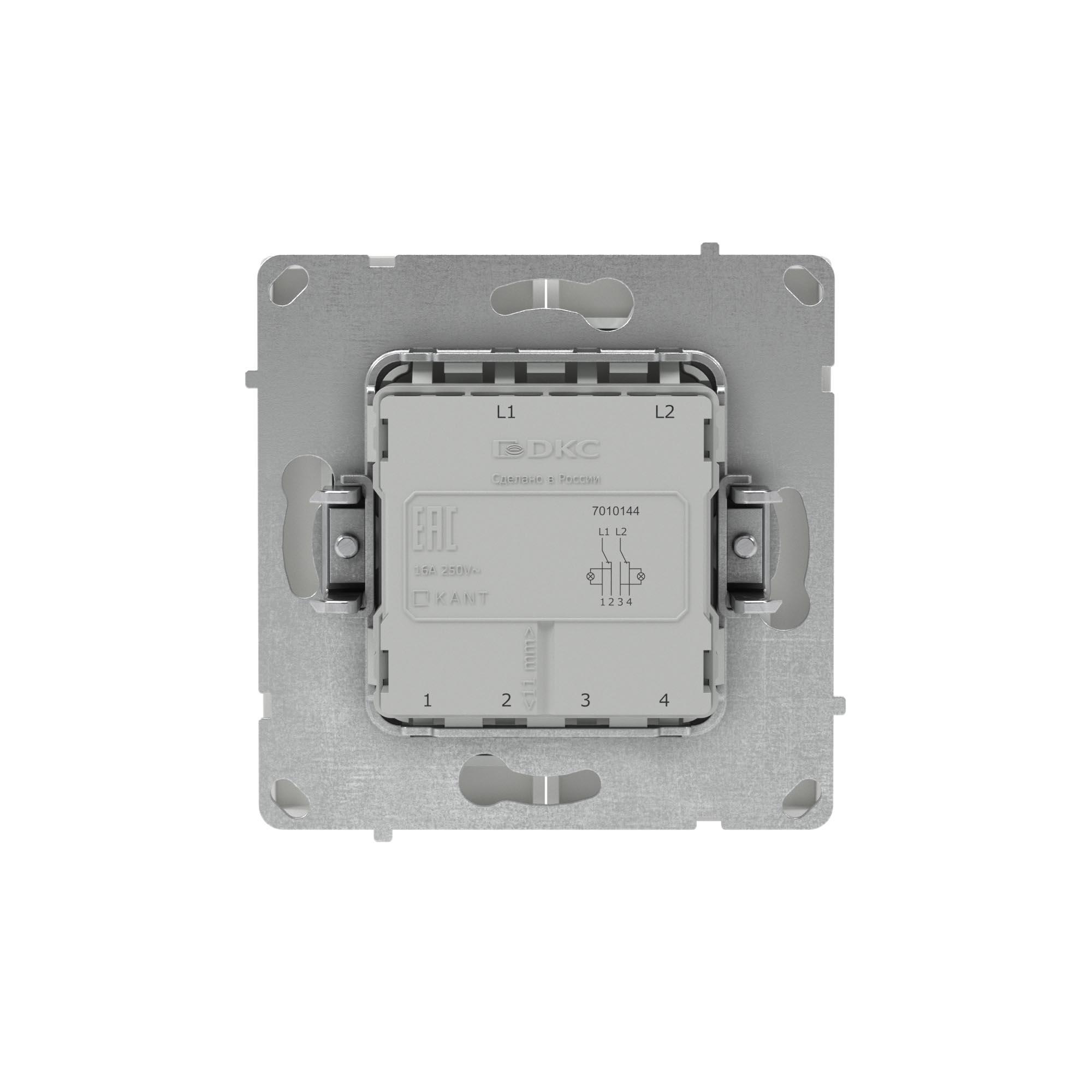 Переключатель двухклавишный с подсветкой, KANT, белый песок DKC 7010144