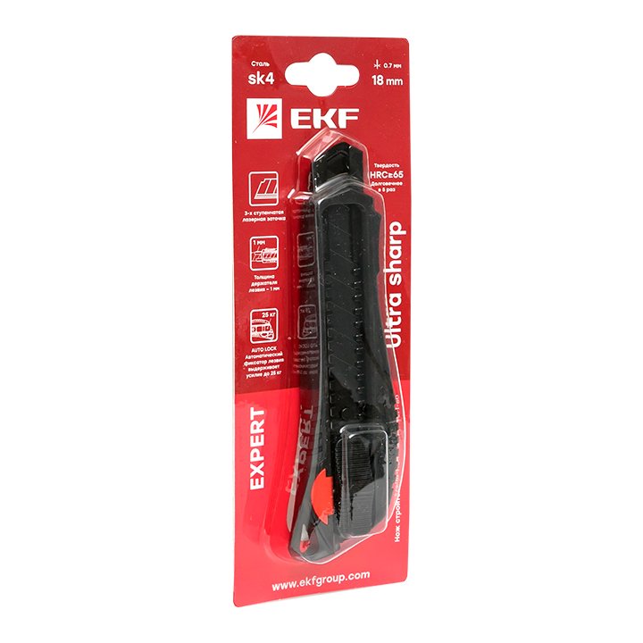 Нож строительно-монтажный 18 мм НСМ-50 Expert EKF ncm-50-exp