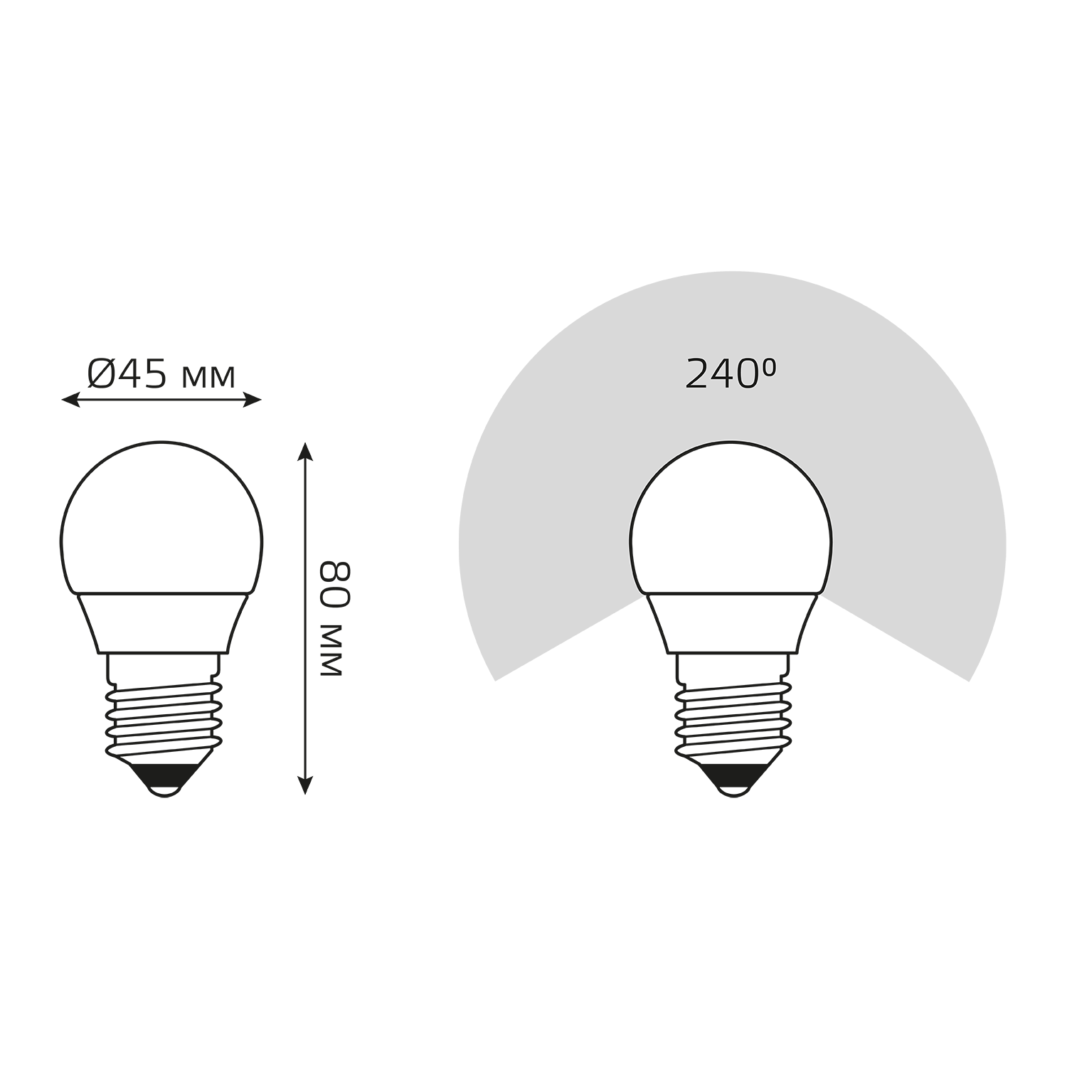 Лампа светодиодная LED 8 Вт 560 лм 6500К AC180-240В E27 шар P45 холодная  Elementary Gauss GAUSS 53238
