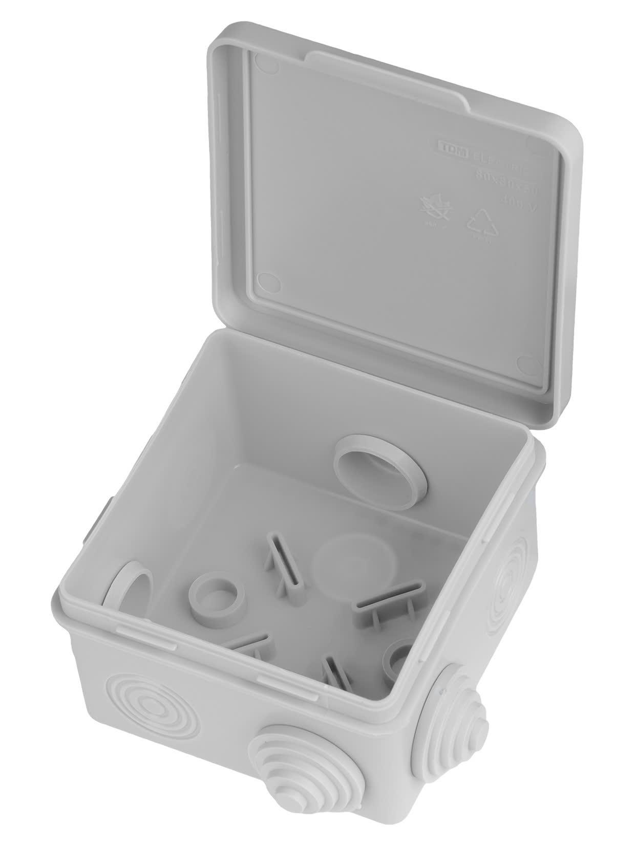 Распаячная коробка ОП 80х80х50мм, крышка, IP54, 7 входов TDM ELECTRIC SQ1401-0112