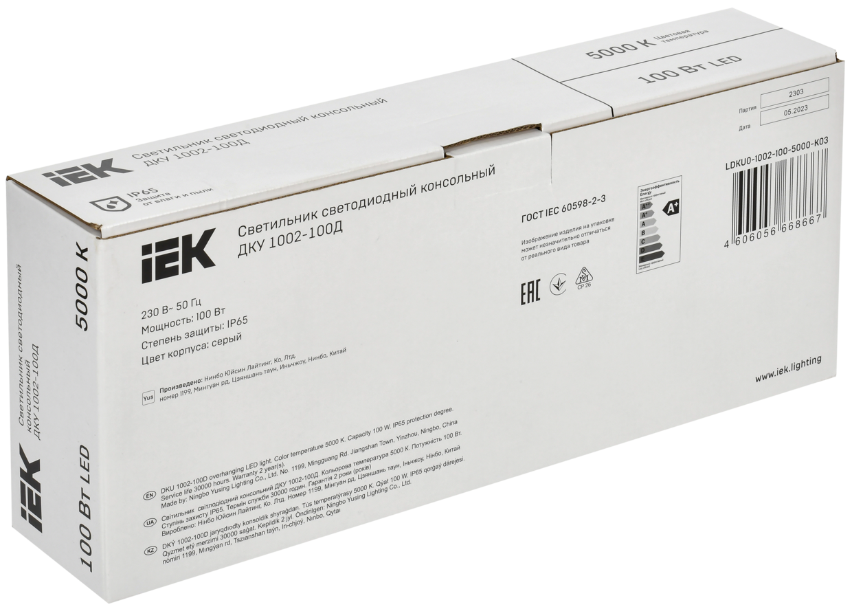 Светильник светодиодный консольный ДКУ 1002-100Д 5000К IP65 серый IEK LDKU0-1002-100-5000-K03