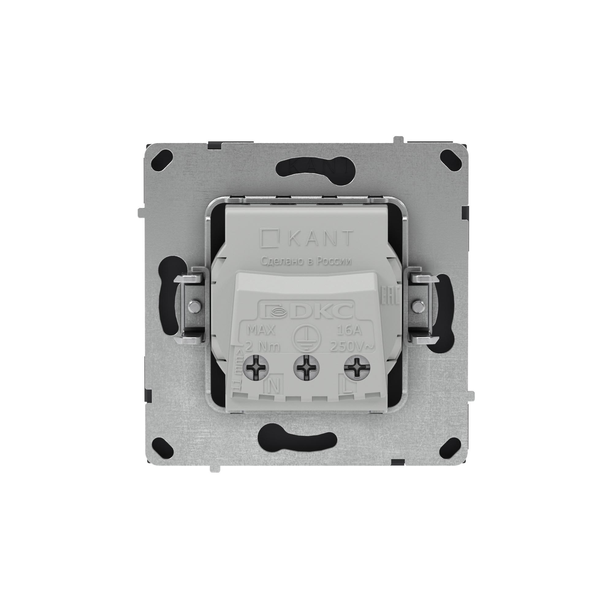 Розетка силовая, 2P+E, с з/ш, KANT, черный уголь DKC 7012003