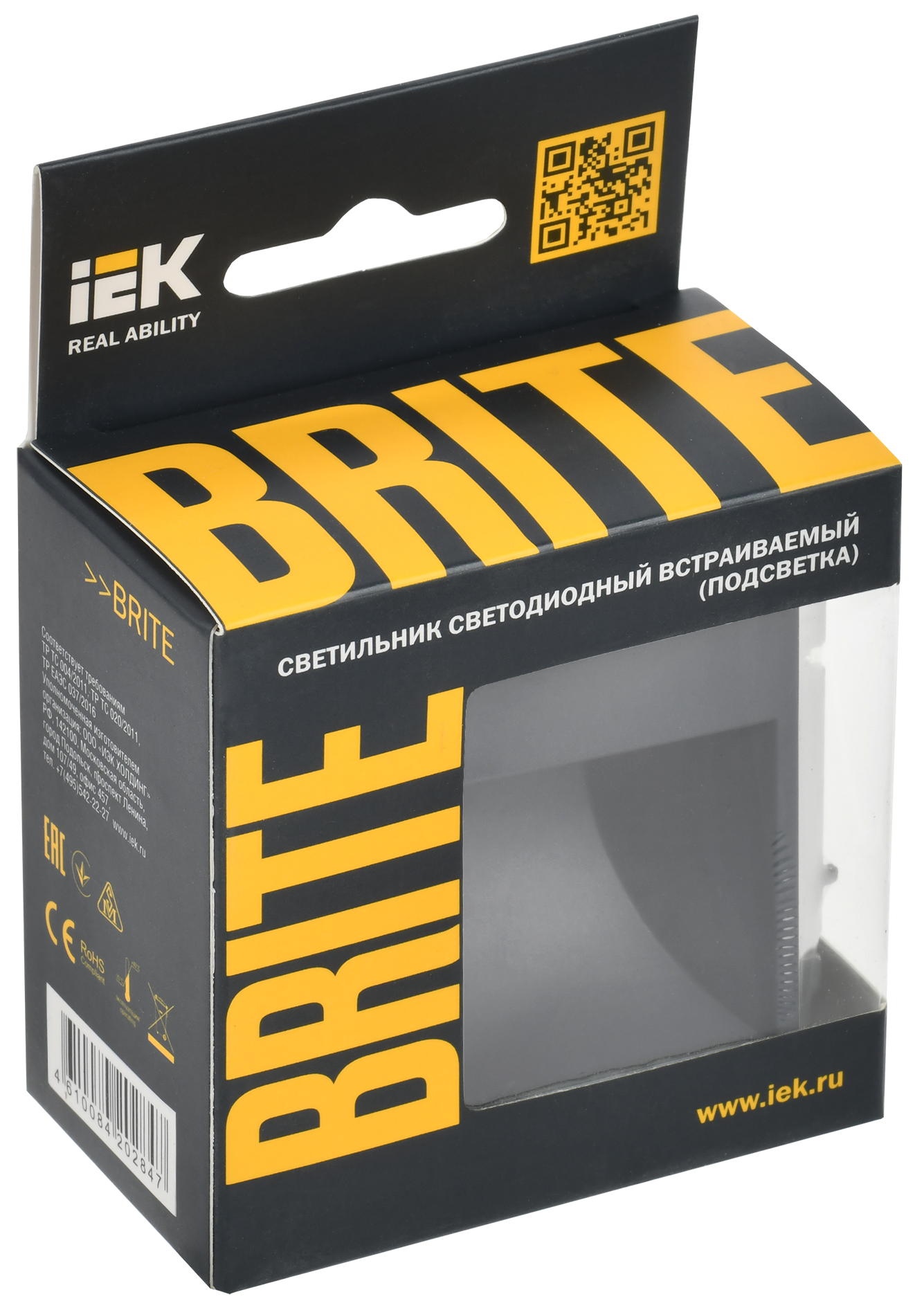 BRITE Подсветка LED встраиваемая ПЛ20-БрЧ черный IEK BR-FL20-K02