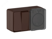 AtlasDesign PROFI IP54 О/У БЛОК: РОЗ. з/к со шт. 16А, ВЫКЛ.2-клав.10А, КОРИЧНЕВЫЙ Systeme Electric ATN546074