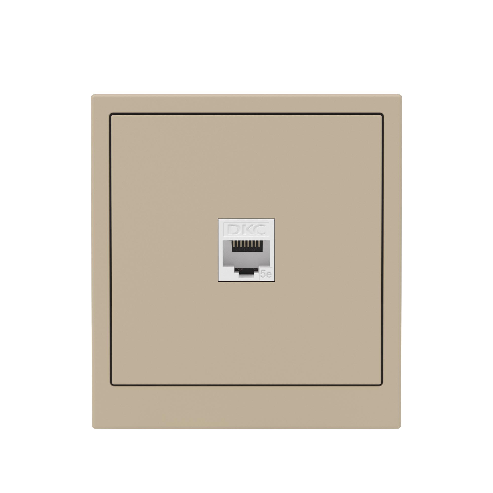 Компьютерная розетка RJ-45 без шторки, кат.5е одинарная, KANT, ванильный марципан DKC 7015663
