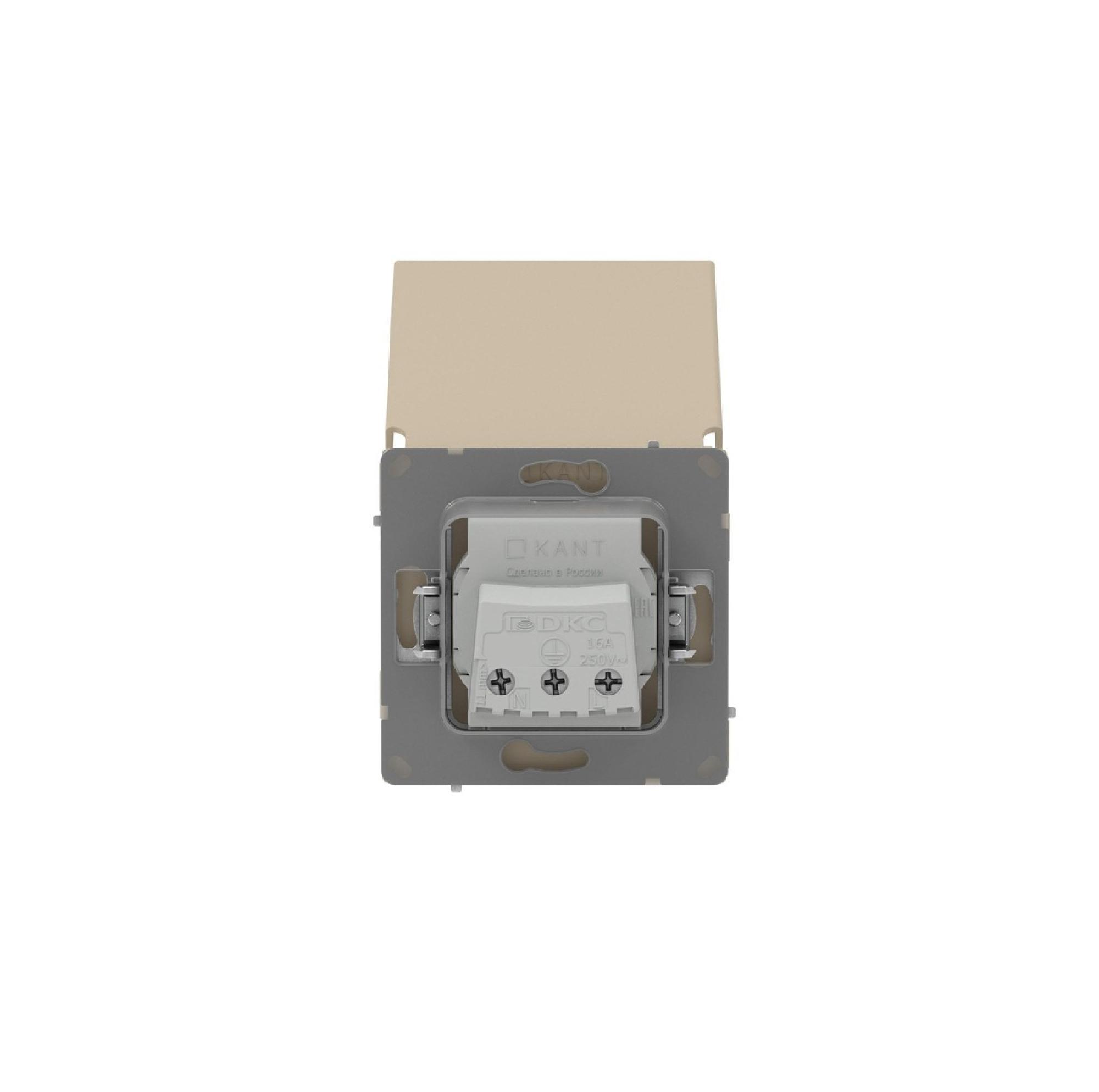 Розетка силовая, 2P+E, с з/ш, с крышкой, IP44, KANT, ванильный марципан DKC 7015013