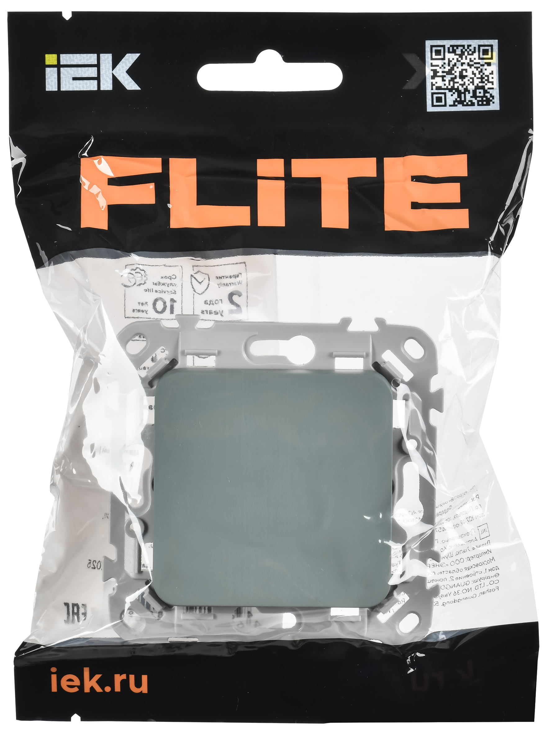 FLITE Выключатель 1-клавишный 10А ВС11-1-0-ФлС серый IEK FI-V10-0-10-1-K03