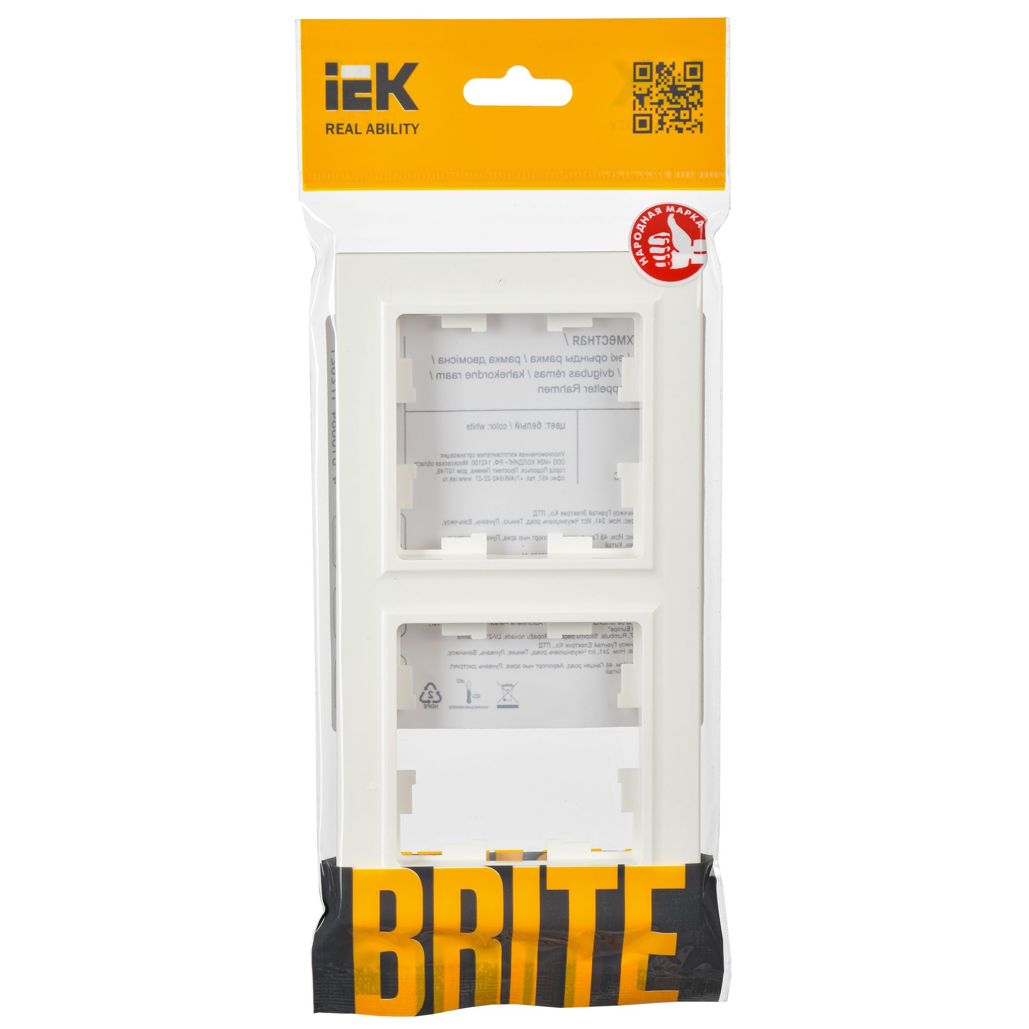 BRITE Рамка 2 поста РУ-2-БрБ белый IEK BR-M22-K01